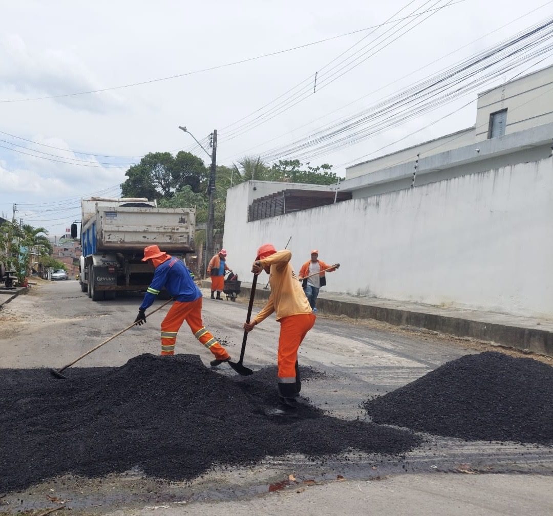 Prefeitura de Manaus reforça manutenção asfáltica e melhora mobilidade no bairro Novo Aleixo